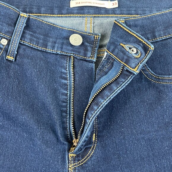 Levi's Jeans 314 Shaping Straight Dark Blue Wash Denim Size W33 L32 Like New - Picture 9 of 12